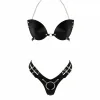Siyah Harness Takım Suni Deri Zincir Detaylı Bralet - APFT1223