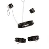 Siyah Harness Takım Zincir Detaylı Metal Halka Aksesuarlı 5 Parça Set - APFT479