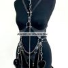 Tasma ve Zincir Detaylı Şık Deri Harness, Deri Fantezi Giyim- APFT1225