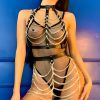 Zincirli Crop ve Etek Harness Alt Üst Takım, Festival Sahne Giysileri - APFT1006