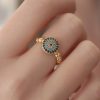 Bouquet Bouqtique Gold Renk Nazar Boncuk Figür Zirkon Taş Detay Kadın Yüzük BQT35BYK2413