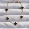 Bouquet Bouqtique 316L Çelik Baby Boy Gold Renk Siyah Mineli Yonca Bileklik BQT35BB6276