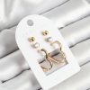 Bouquet Bouqtique Pirinç Zirkon Taş Ve Kalp Figürlü Gold Renk 3'lü Çift Kadın Küpe Set BQT35BKP10650