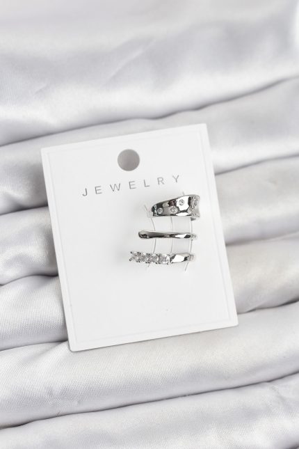 Bouquet Bouqtique Gümüş Renk Zirkon Taşlı Pirinç Kıkırdak Küpe BQT35BKP11614