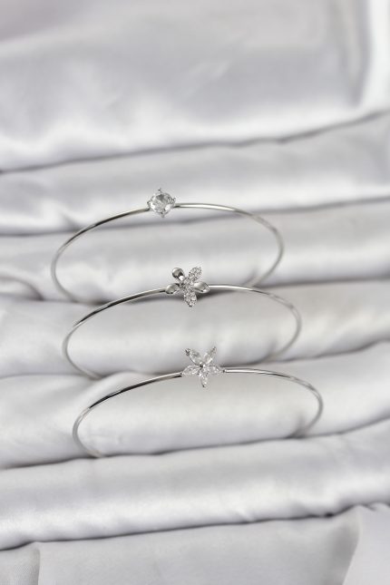 Bouquet Bouqtique Gümüş Renk Zirkon Taşlı Pirinç 3'lü Kadın Bileklik Kombini BQT35BB8342