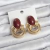 Bouquet Bouqtique Pirinç Gold Renk Bordo Taşlı Vintage Kadın Küpe BQT35BKP11679