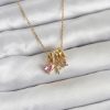 Bouquet Bouqtique 316L Çelik Gold Pembe Zirkon Taşlı Charmlı Kadın Kolye BQT35BKO11011