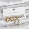 Bouquet Bouqtique 316L Çelik Gold Renk inci Halka Detaylı Kadın Küpe Seti BQT35BKP11697