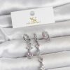 Bouquet Bouqtique Pirinç Gümüş Renk Pembe Zirkon Taşlı 3'lü Kadın Küpe BQT35BKP11706