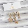 Bouquet Bouqtique Pirinç Gold Renk Çiçek Model 3'lü Kadın Küpe BQT35BKP11717