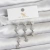 Bouquet Bouqtique Pirinç Gümüş Renk Sıralı Kutup Yıldızı Model 3'lü Kadın Küpe BQT35BKP11714