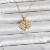 Bouquet Bouqtique 316L Çelik Gold Renk Açılabilir Yonca Model Zirkon Taşlı Kadın Kolye BQT35BKO11048