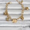 Bouquet Bouqtique 316L Çelik Gold Renk Yonca ve Dorikalı Kadın Bileklik BQT35BB8387