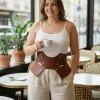 Büyük Beden Taba Kadın Kemer Geniş Korse Stil Deri Kombin Tamamlayıcı - APFT619