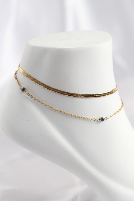 Bouquet Bouqtique 316L Çelik Gold Renk Nazar Boncuk Tasarımlı 2li Halhal BQT35HH1607