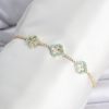 Bouquet Bouqtique Pirinç Gold Renk Turkuaz Yonca Detaylı Su Yolu Kadın Bileklik BQT35BB8479