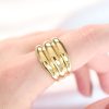 Bouquet Bouqtique Gold Renk Ayarlanabilir Çizgili Bombe Yüzük BQT35BYK3119