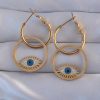 Bouquet Bouqtique 316L Çelik Gold Renk Zirkon Taşlı Mavi Göz Tasarımlı Halka Küpe BQT35BKP9164