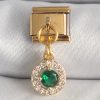 Bouquet Bouqtique 316L Çelik Gold Renk Sallantı Yeşil Zirkon Taşlı Nomination Charm BQT35BC1344