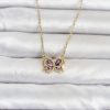 Bouquet Bouqtique 316L Çelik Zincir Gold Renk Mor Kelebek Model Kadın Kolye BQT35BKO11100