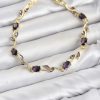 Bouquet Bouqtique Pirinç Gold Renk Mor Zirkon Taşlı Çiçek Model Kadın Bileklik BQT35BB8583