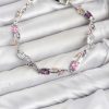 Bouquet Bouqtique Pirinç Gümüş Renk Pembe ve Mor Zirkon Taşlı Çiçek Model Kadın Bileklik BQT35BB8586