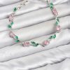 Bouquet Bouqtique Pirinç Gümüş Renk Pembe Zirkon Taşlı Çiçek Model Kadın Bileklik BQT35BB8590