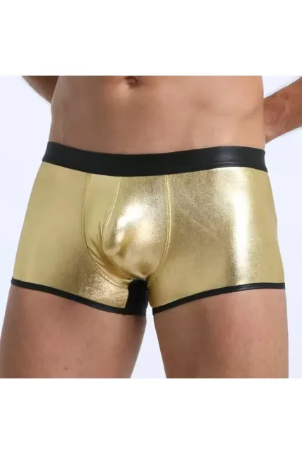 Bouquet Bouqtique Fantezi Deri Görünümlü Seksi  Altın Erkek Boxer  - Fantezi Tanga BQT354604