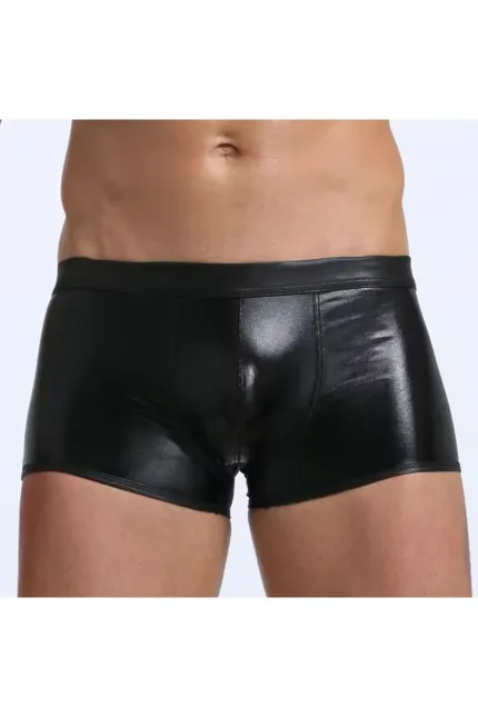 Bouquet Bouqtique Fantezi Deri Görünümlü Seksi  Siyah Erkek Boxer  - Fantezi Tanga BQT354605