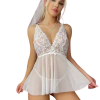 Bouquet Bouqtique Fantezi Beyaz Dantelli Transparan Tül Etekli Seksi Elbise Gecelik BQT353266