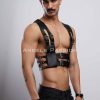 Deri Erkek Club Giyim, Fantezi Erkek Giyim, Deri Kelepçeli Erkek Harness - APFTM118