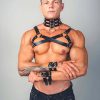 Erkek Fantazi Giyim Harness Tasma ve Bileklik Takım - APFTM55
