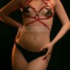 Kırmızı Deri Fantazi Büstiyer Harness