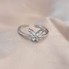 Bouquet Bouqtique Ayarlamalı Gümüş Renk Metal Zirkon Taş ve Kristal Taşlı Kelebek Model Yüzük BQT35BYK2052