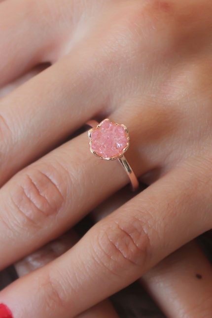 Bouquet Bouqtique Pembe Lotus Çiçek Figür Gold Renk Kadın Yüzük BQT35BYK2485
