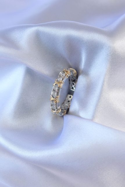 Bouquet Bouqtique Gümüş Renk Zirkon Taşlı Gold Renk Detay Xoxo Kadın Yüzük BQT35BYK2712