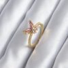 Bouquet Bouqtique Gold Renk Pembe Zirkon Taşlı Kelebek Model Kadın Yüzük BQT35BYK2842