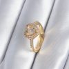 Bouquet Bouqtique Pirinç Gold Renk Zirkon Taşlı Kalp Charm Model Kadın Yüzük BQT35BYK2959