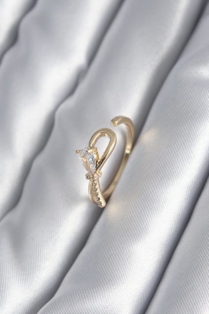 Bouquet Bouqtique Pirinç Gold Renk Zirkon Taş Detay Kurdele Model Kadın Yüzük BQT35BYK2991