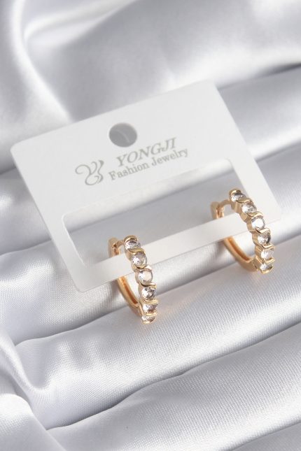 Bouquet Bouqtique Pirinç Gold Renk Zirkon Taşlı Halka Model Kadın Küpe BQT35BKP10015