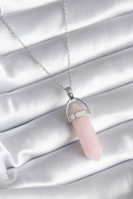 Bouquet Bouqtique 316L Çelik Gümüş Renk Pembe Taşlı Kadın Kolye BQT35BKO8244