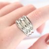 Bouquet Bouqtique Silver Renk Ayarlanabilir Çizgili Bombe Yüzük BQT35BYK3118