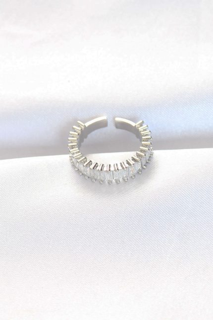 Bouquet Bouqtique Sıralı Baget Taşlı Silver Renk Ayarlanabilir Yüzük BQT35BYK3110