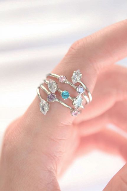 Bouquet Bouqtique Renkli Zirkon Taşlı Silver Renk Ayarlanabilir Yüzük BQT35BYK3127