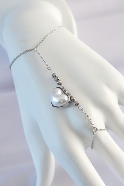 Bouquet Bouqtique 316L Çelik Gümüş Renk Beyaz Bubble Kalp Tasarımlı Şahmeran BQT35SN575