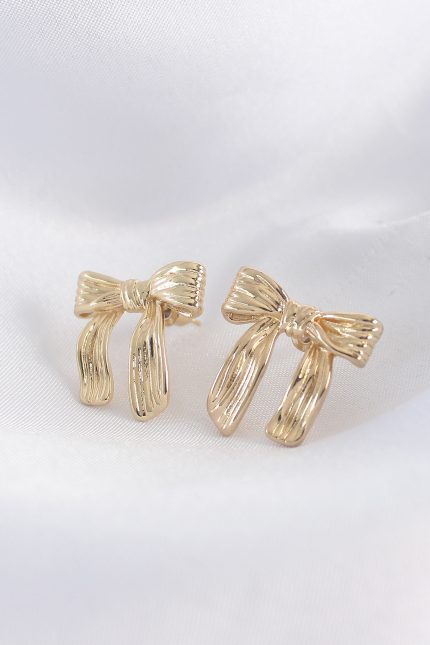 Bouquet Bouqtique Pirinç Gold Renk Çizgi Detay Fiyonk Küpe BQT35BKP8934