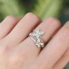 Bouquet Bouqtique Pirinç Gümüş Renk Ayarlanabilir Zirkon Taşlı Kelebek Yüzük BQT35BYK3189