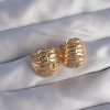 Bouquet Bouqtique Pirinç Gold Renk Tırtıklı Minimal Bombeli Tasarım Küpe BQT35BKP9080