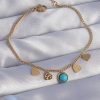 Bouquet Bouqtique 316L Çelik Gold Renk Minimal Kalpli Mavi Taş Detaylı Bileklik BQT35BB6178
