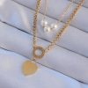 Bouquet Bouqtique 316L Çelik Gold Renk Çift Zincir İnci Detayı Love Kalp Kolye BQT35BKO8939